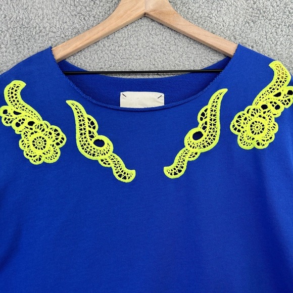 GAELLE BONHEUR PARIS Sweatshirt Womens OS Blue Oversized Slouchy Pullover - Picture 2 of 12